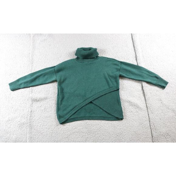 Kordal Sweater Xs Green Pima Cotton Alpaca Turtleneck Cropped Peru Pullover - Picture 1 of 7